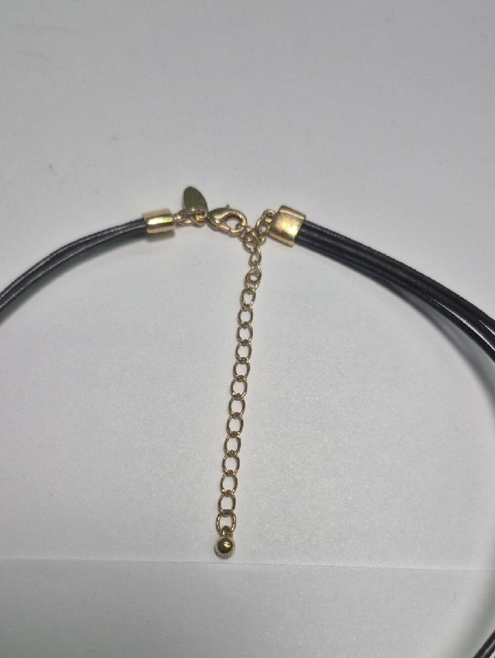 Lia Sophia Layered Gold Tone Crackle Disc Pendant 16" In. Necklace - Black Cord - Picture 4 of 6